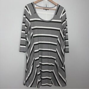 Fifth & Park Black & White Boxy Relaxed Fit Dress Large Pockets Size Large EUC